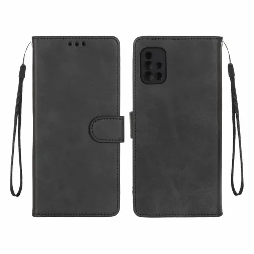 کیف چرمی موبایل جاکارتی مگنتی محافظ لنزدار سامسونگ Samsung Galaxy A51 / M40s رنگ قهوه ای تیره