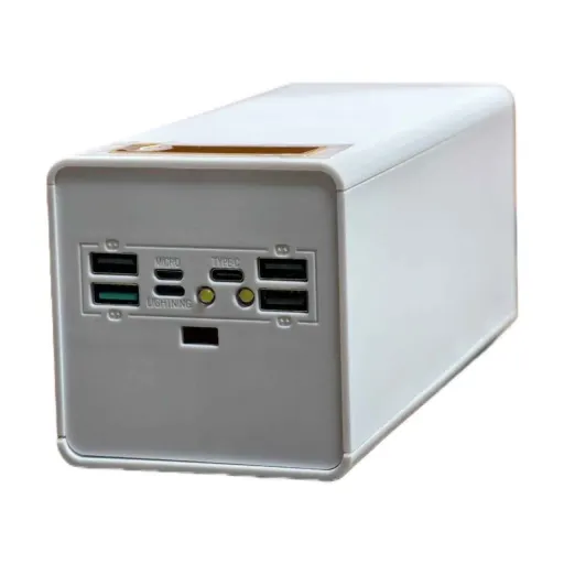 کیس و ماژول پاوربانک 18650 فنری 100 هزار میلیآمپر نمایشگر دار – 22.5 وات | رنگ سفید
