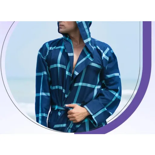 حوله تنپوش نخی چهارخانه زمینه تیره سایز XL، ابراهیمی