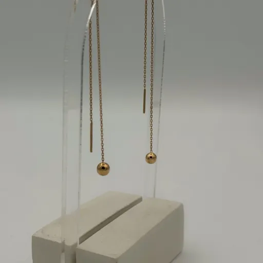 گوشواره بخیه ای طلا مدل گوی-1.24 گرم