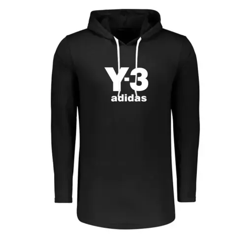 تیشرت آستین بلند مردانه طرح Y3 مدل U4789 کلاه دار نخی اعلا در دو رنگ مشکی و سفید سایز L XL 2XL رنگ سفید