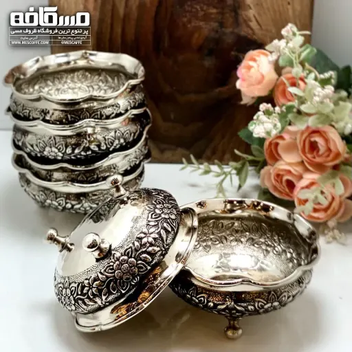 پیاله بستنی خوری کروم جدید(مدل گلبرگ/کد 1392) | تعداد 6