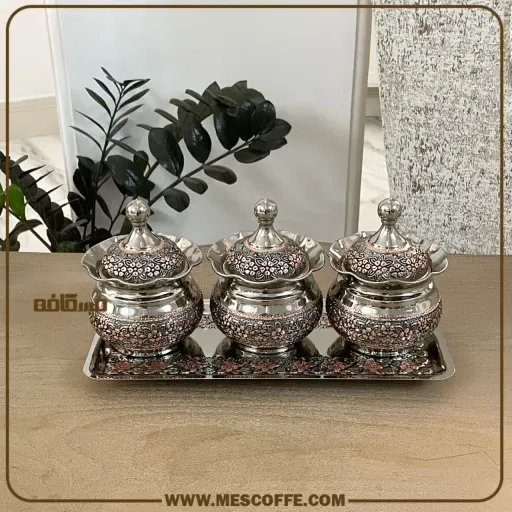 ست اردو خوری مسی درب دار(الماستراش گل سرخ)