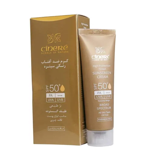 کرم ضد آفتاب رنگی SPF50 سینره مناسب انواع پوست | تعداد در بسته 1 | رنگ بژ روشن | سایز 50 میلی لیتر | سن مصرف بزرگسال | شرکت سازنده لابراتوارهای داروهای گیاهی طبیعت زنده | کد بهداشتی 56/18616 | کشور سازنده ایران | مناسب برای انواع پوست | نوع محصول کرم | نوع محفظه تیوپ پلاستیکی