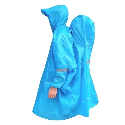 پانچو کمپسور آستیندار و جاکوله مدل BL-032 رنگ آبی
