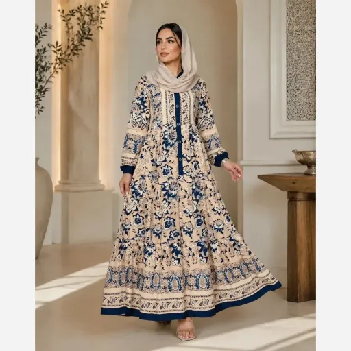 پیراهن زنانه کلوش الیزه طرح سیمین مدل جلو دکمه دار فری سایز 38 تا 50 رنگبندی سرخابی
