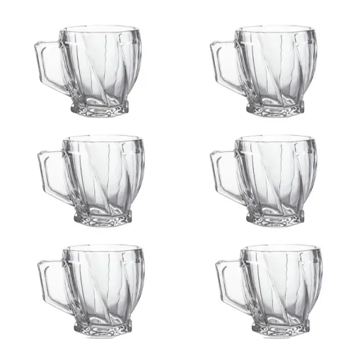 فنجان اسکوئر کد 250ML بسته 6 عددی رنگ بی رنگ شفاف