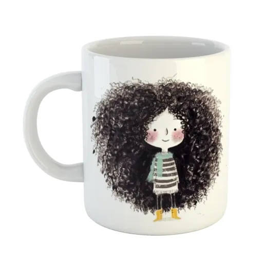 ماگ افرا توس طرح دختر مو فرفری کد mug103