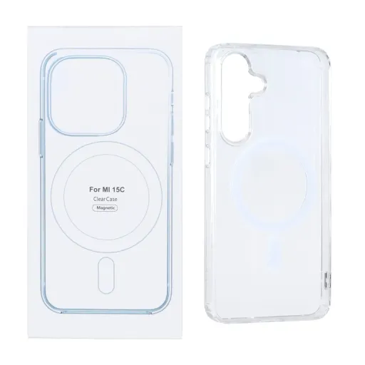 قاب مگ سیف شیائومی با قابلیت شارژ MagSafe مدل Xiaomi Redmi 15C / Poco C85 (پک دار) رنگ شفاف
