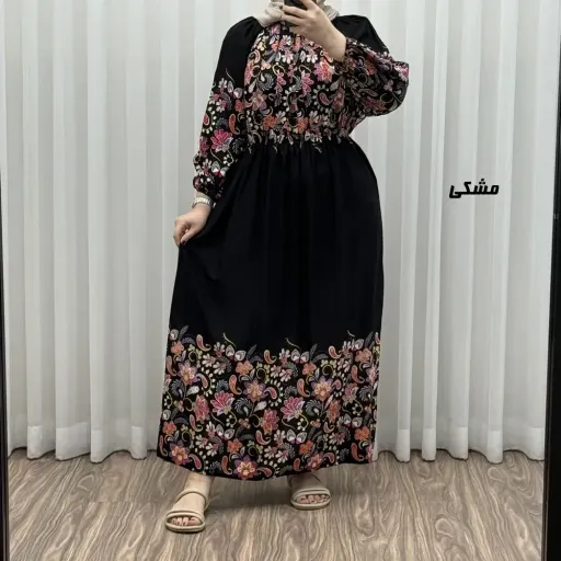 پیراهن ساحلی نخی زنانه فری سایز مدل حاشیه ترمه مناسب سایز 38 تا 50 گزینه ها مشکی
