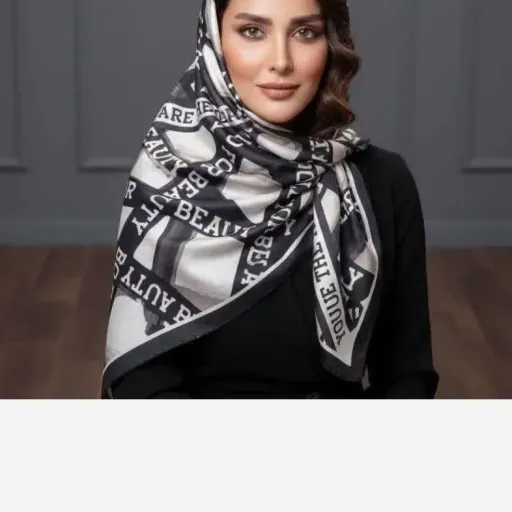 روسری حریر ابریشم منگوله دار قواره 120 لاکچری اسکارف