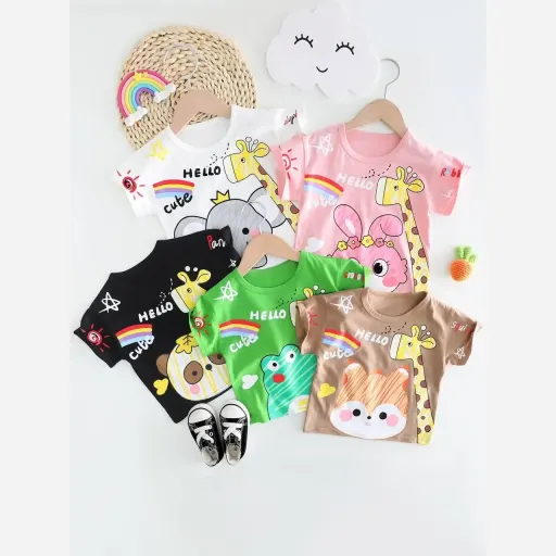 تیشرت بچگانه اسپرت دخترانه و پسرانه وارداتی مناسب 1 تا 6 سال با جنس نخ پنبه نرم و سبک گزینه ها سفید | ۶