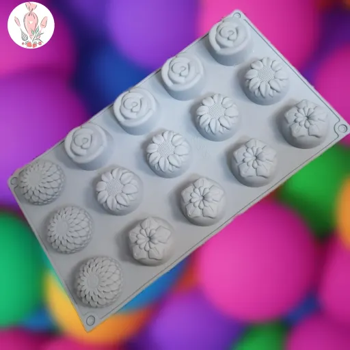 قالب سیلیکونی طرح 4 گل 15 خونه