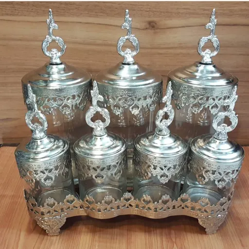 پاسماوری نقره ای 7 پارچه شیشه ساده استنددار