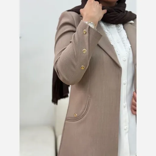 مانتو کتی هرمس سایز و رنگ رنگ موکا سایز 2