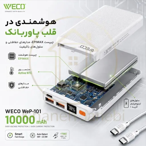 پاوربانک ویکو 10000 میلی آمپر WeP-101