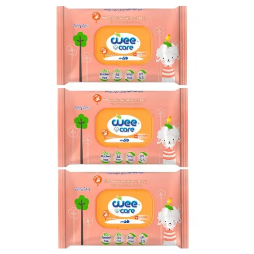 دستمال مرطوب کودک وی کر مدل بادام 3 بسته 20 عددی