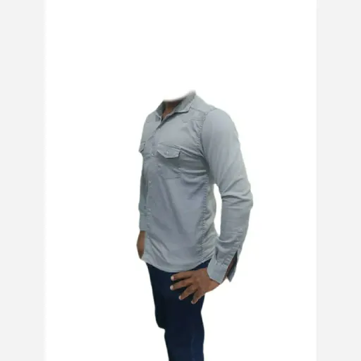 پیراهن مردانه جیب دار  جنس نخی اعلا رنگ توسی  سایز L  تا  2XL پیراهن آستین بلند مردانه  رنگ و سایز سبز 2XL