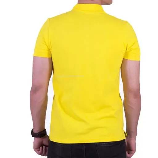 تی شرت یقه دار دکمه ی رنگ زرد سایز بندی دارد XXL
