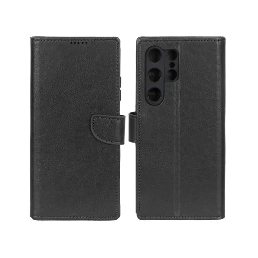 کیف چرمی مگنتی جاکارتی و محافظ لنزدار درجه یک KRF مدل سامسونگ Samsung Galaxy S24 Ultra رنگ مشکی