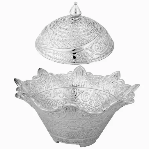 قندان برنجی مدل گرد برند زارا ساخت ترکیه رنگ نقره‌ای تعداد: ص