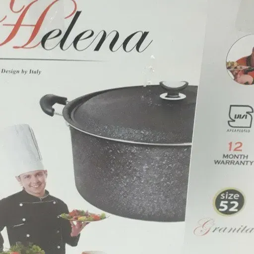 ماهیتابه گرانیتی نچسب سایز 52 برند هلنا ضخیم بسته دو عددی مشکی چروک