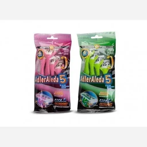 ژیلت خود تراش 5 لبه 4 تایی آلدا Adler Aleda رنگ سبز مردانه