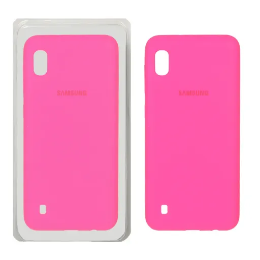 قاب سیلیکونی درجه یک پاک کنی محافظ لنزدار اورجینال سامسونگ Samsung Galaxy A10 / M10 (پک دار) رنگ صورتی فانتزی