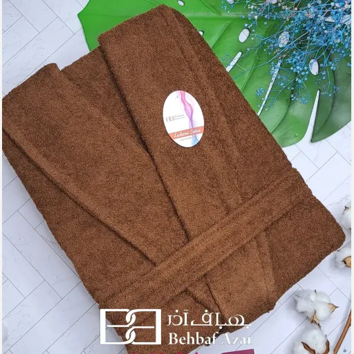 حوله پالتویی XL تنپوش بهباف آذر مدل کرال نخ صددرصد کتان پنبه رنگ قهوه ای تیره 