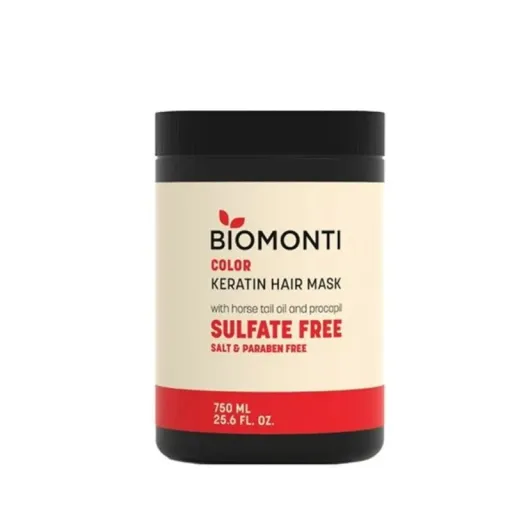 ماسک بدون سولفات بیومونتی برای موهای رنگ شده حجم 750 میل
biomonti sulfate free color keratin hair mask 750 ml