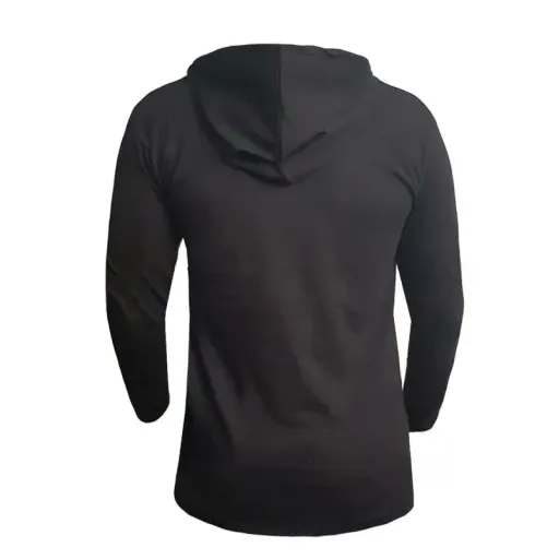 تیشرت آستین بلند مردانه طرح یوونتوس کلاه دار نخی اعلا مشکی سفید سایز L XL 2XL رنگ سفید