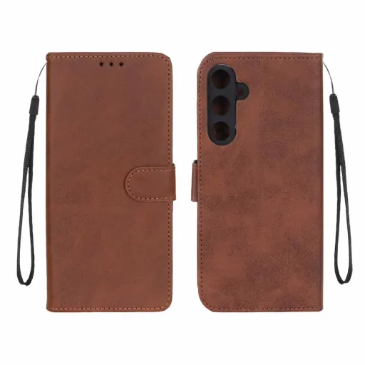 کیف موبایل چرمی جاکارتی مگنتی و محافظ لنزدار سامسونگ مدل Samsung Galaxy A55 رنگ سبز زیتونی (داخل خز)