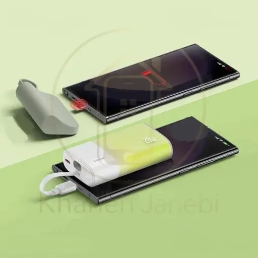 پاوربانک 5200 بیسوس Baseus P10055601513-01 Popsicle توان 20 وات با کابل متصل رنگ آبی آسمانی- نارنجی