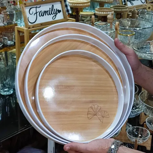 سینی ملامین طرح بامبو نوع بزرگ ماربل