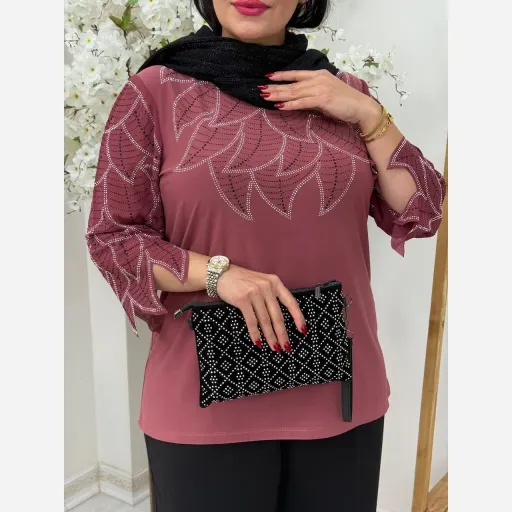 شومیز راویس سایز و رنگ رنگ پوست پیازی سایز 5x