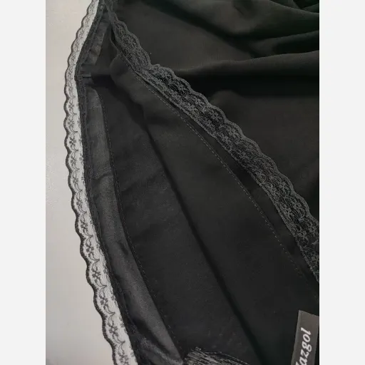 روسری دور دانتل توری نرم و سبک براق مناسب ایام محرم و صفر