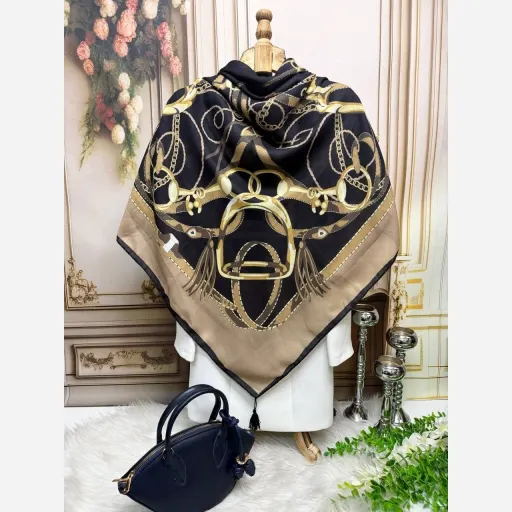 روسری نخ کاستوم کمند زنجیر  رنگ مشکی