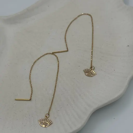 گوشواره بخیه ای طلا مدل چشم- 900 سوت