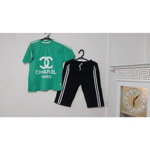 ست تیشرت و شلوارک چنل پسرانه و دخترانه سایز 60