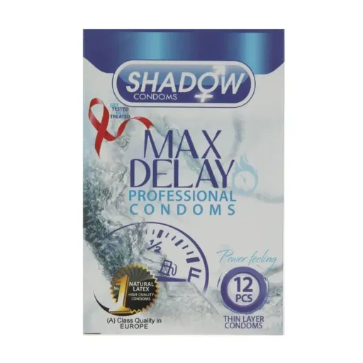 کاندوم خاردار و تاخیری قوی مکس دیلی شادو SHADOW MAX DELAY بسته 12 عددی