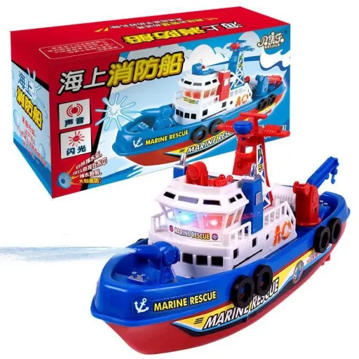 کشتی موزیکال چراغدار آبپاش BOATFIRE 8085A  اسباببازی دریایی کودکانه