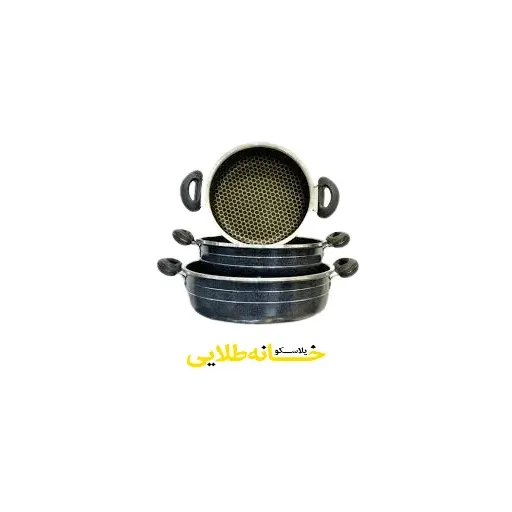تابه طرح چدن 2 دسته 3 سایز بدون درب زنبوری