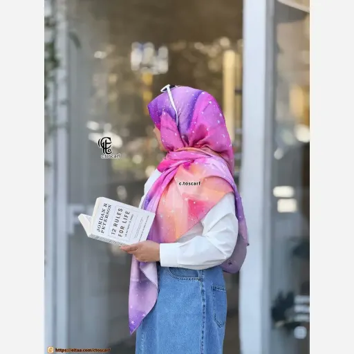 روسری طرح شادی زنانه، جنس نخ کاستوم سیتو، سایز بزرگ، چرخ دوز