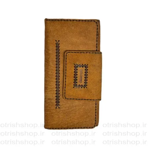 کیف پول کتی پاکتی دو دکمه برند دقت (چرم طبیعی شتر، ۱۱ جای کارت، دست دوز) | فروشگاه کیف اتریش