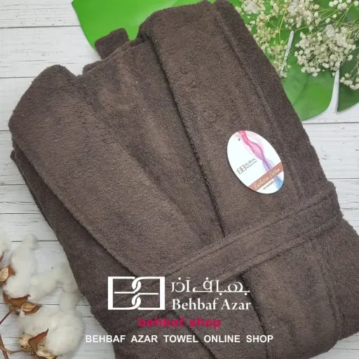 حوله پالتویی XL تنپوش بهباف آذر مدل کرال نخ صددرصد کتان پنبه رنگ قهوه ای سوخته 