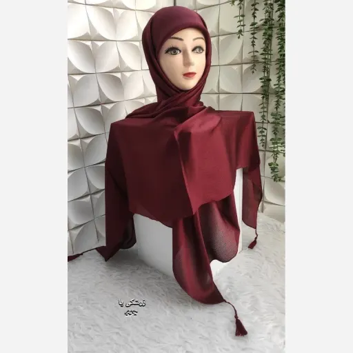 روسری حریر کریستال منگوله دار رنگ سبز کله غازی