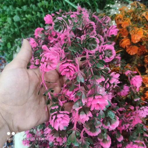 آویزشمشاد بلند .شمشاد مصنوعی خوش رنگ جذاب صورتی
