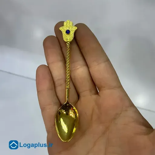 قاشق مرباخوری طلایی طرح دست نگین دار - 6 عددی (پسکرایه)