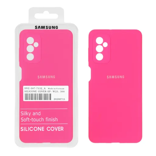 قاب سیلیکونی درجه یک پاک کنی محافظ لنزدار اورجینال سامسونگ Samsung Galaxy M52 (پک دار) رنگ صورتی فانتزی