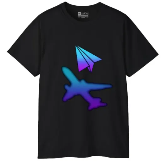 تی شرت آستین کوتاه مردانه پاد آفرین مدل نامه هواپیما کد 163 سایز مشکی - XXL